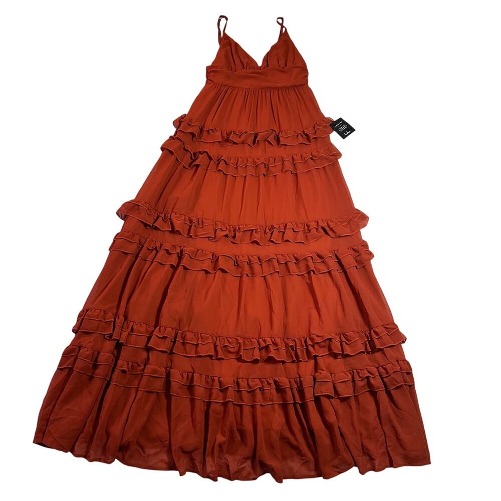 Lulu's Rust Red Ruffled Maxi Dress - Picture 3 of 11